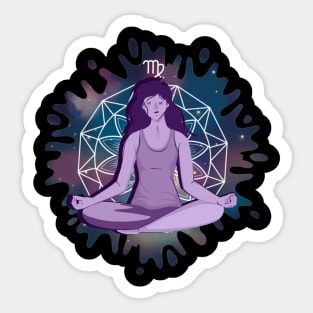 Virgo Meditation Meditate Blue Violet Woman Sticker